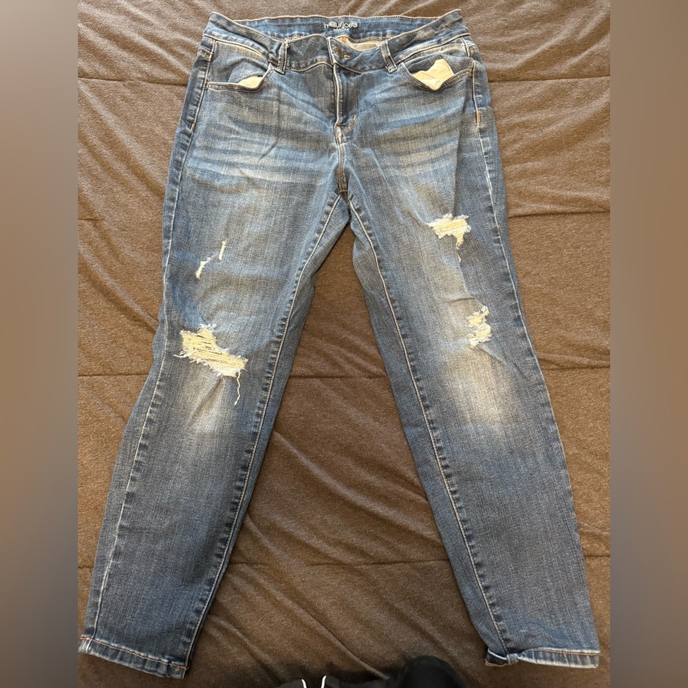 Maurices Blue Distressed Boyfriend Jeans
